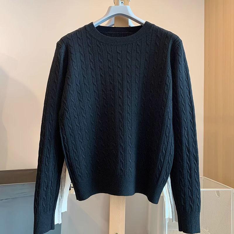 

Twist sweater knitted sweater autumn new lazy style loose inner top winter long sleeve bottoming shirt women One Size чёрный