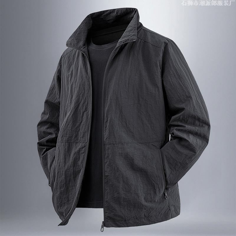 New Spring and Autumn Stand-up Collar Jacket for Men Thin Jacket for Men Casual Spring and Autumn Waterproof Thin Style Men's Clothing