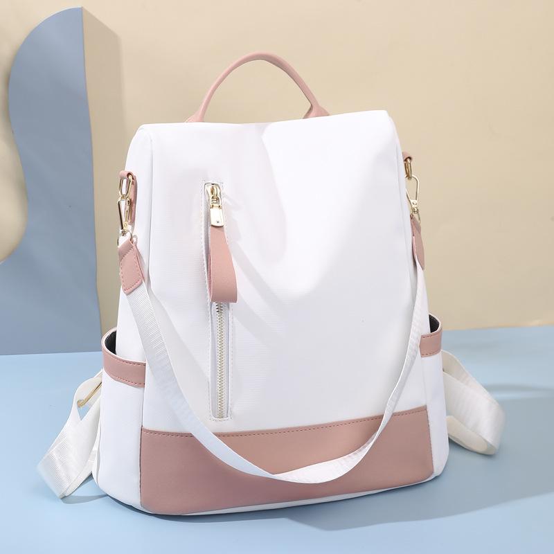 Women's Lightweight Oxford Cloth Backpack: Fashionable, Splash-Proof, Contrast Color, Large Capacity for Travel or School CLE