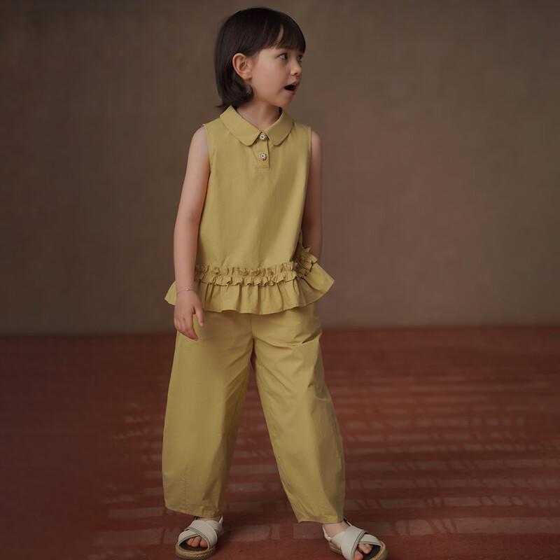Hacikis Girls  Yellow Cotton Summer Apparel 140