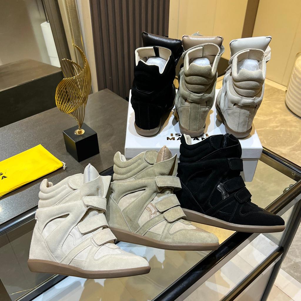 Kleine Onzichtbare Hoogteverhogende Wandelschoenen Retro Leer Klittenband Hoge Top Dikke Zool Sleehak Casual Sportschoenen Dames Mode