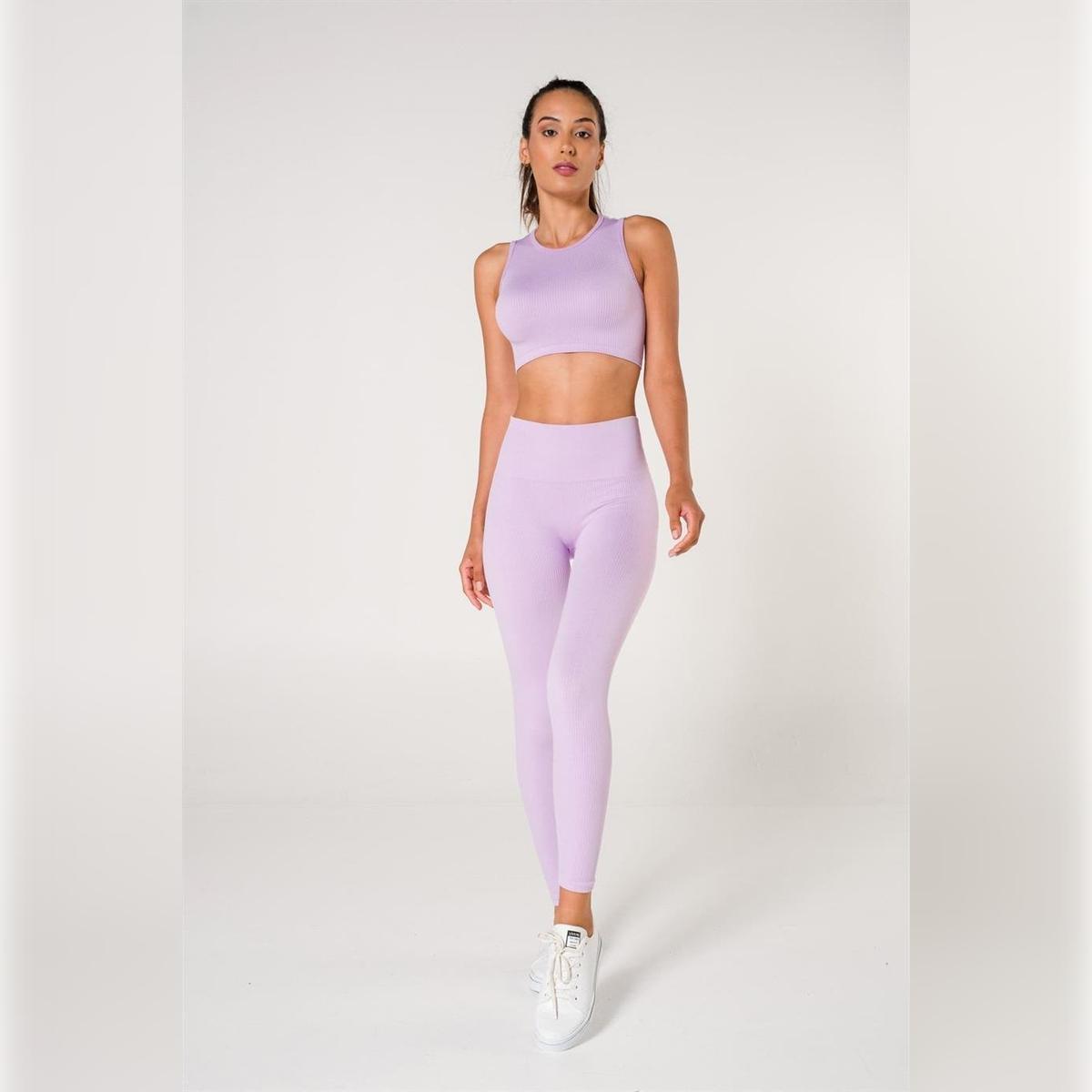 

Ribbed Seamless Sculpting Leggings XS/S бузковий