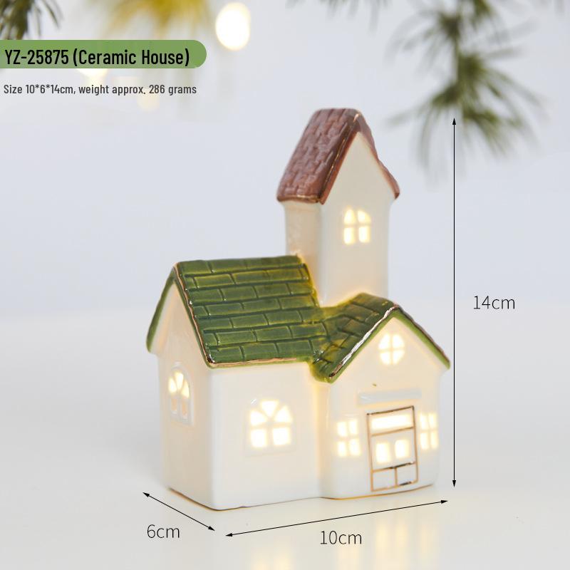 Glowing Ceramic Snow House Christmas Window Display Ornament