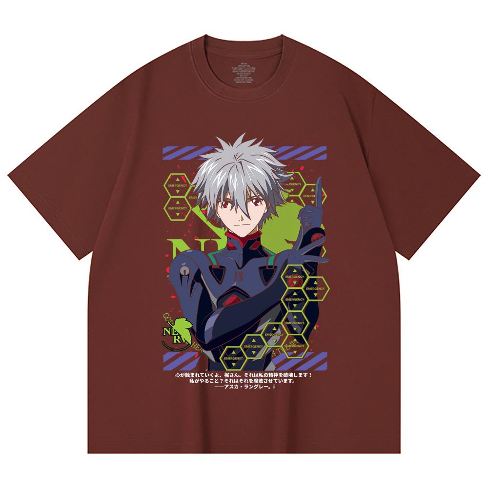 230 Gsm 100% Cotton Evangelion V5 Kagoru Print Unisex Heavy Cotton T Shirt