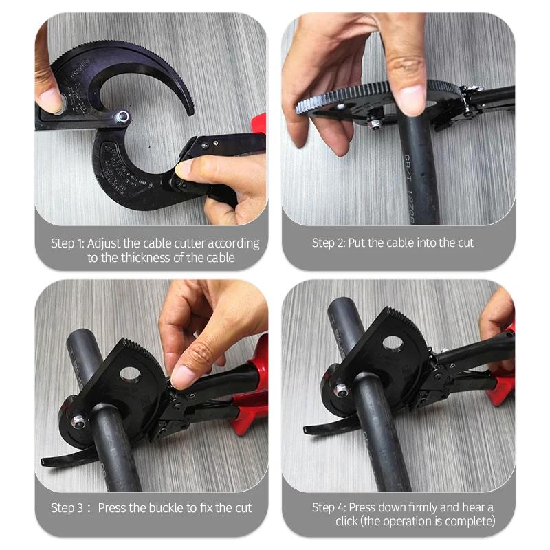 Heavy Duty Aluminum Copper Wire Cutting Plier Ratchet Cable Cutter Scissors Cable Cutting Wires Hand Tools