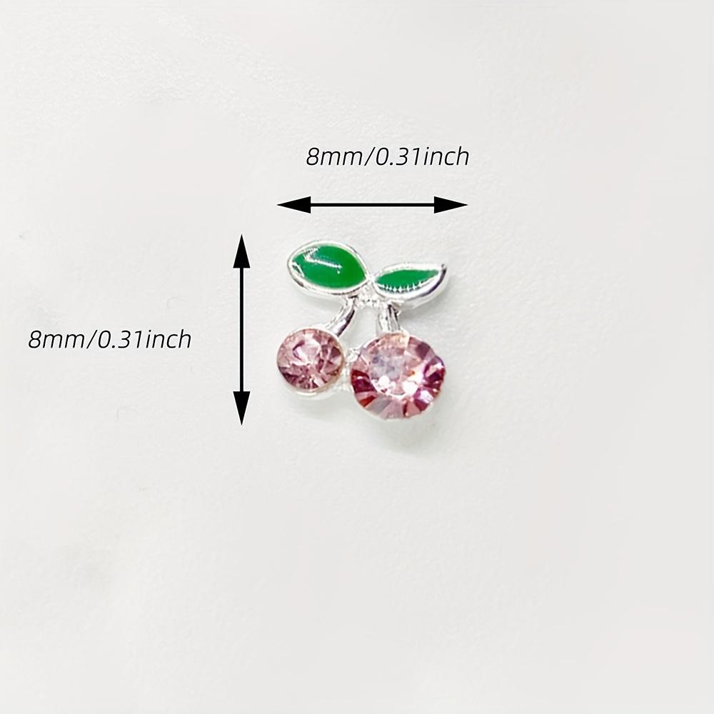10pcsHypoallergenic 3D Cherry Nail Art Charms with Sparkling Zircon - Elegant DIY & Salon Jewelry In Packs