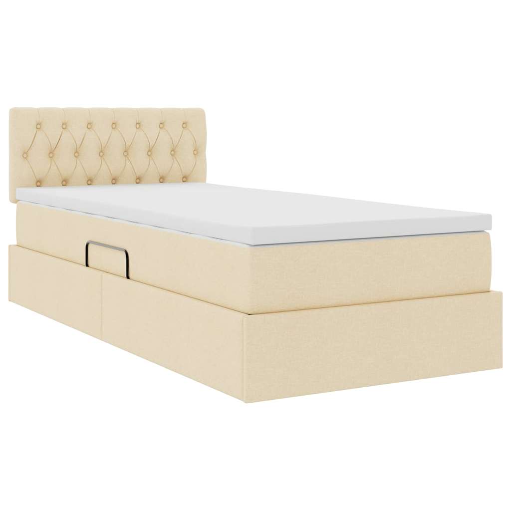 Storage Bed with Mattress Cream 90 X 200 Cm Particleboard