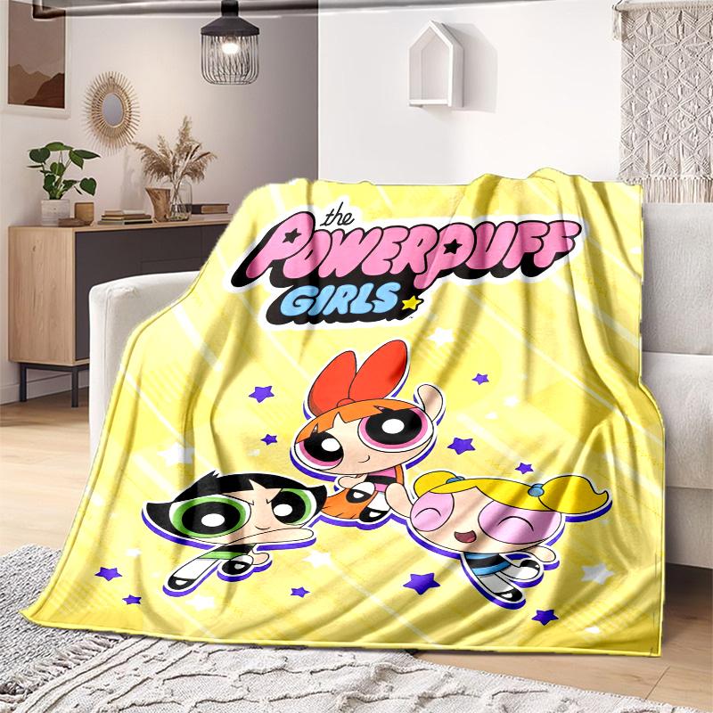 1PC The Powerpuff Girls printed blanket, all season lightweight home office outdoor nap multifunctional blanket A9