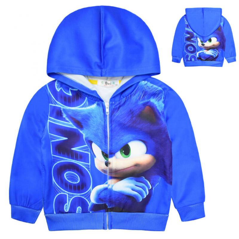 Sonic The Hedgehog Boys Sweatshirt Coat Zipper Hoodies Jacket Sports Tops Kids Long Sleeve Outerwear