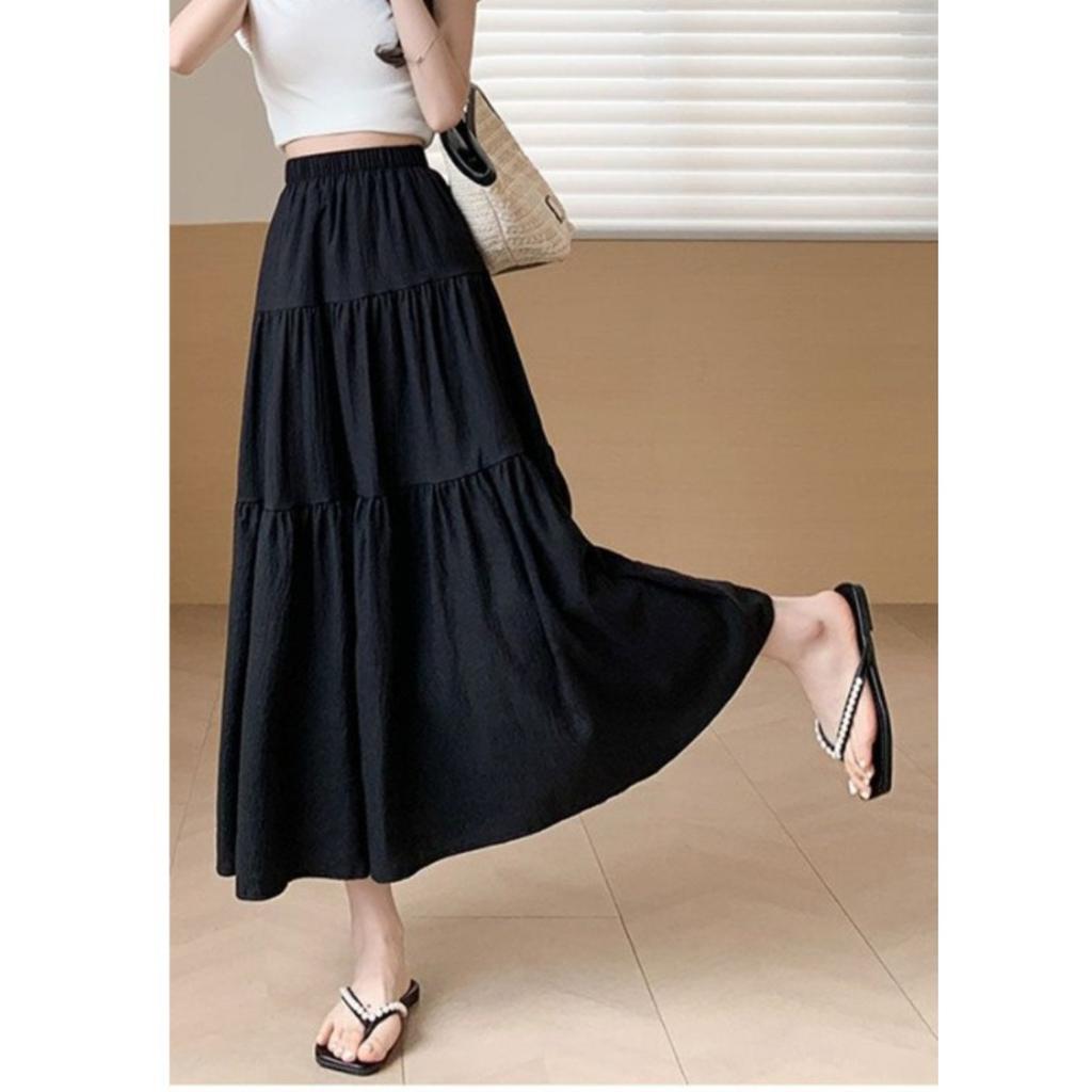 Women's High Waist Tiered A-Line Skirt Elegant Draped Long Skirt For Summer Vacation