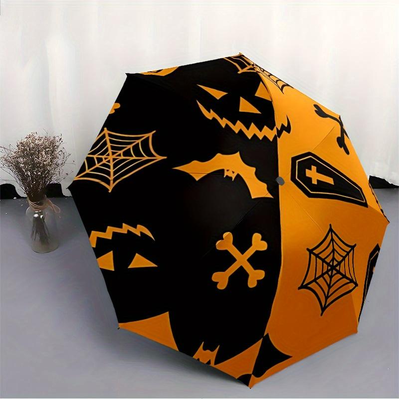 1 Stück Halloween Gruselig Automatisches Öffnen 8-Rippen Winddichter Regenschirm, Reise & Pendeln, Geeignet für Alle Jahreszeiten
