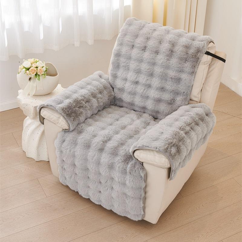 1 Seat Thicken Rabbit Plush Recliner Sofa Cover Non-Slip Armchair Cover Soft Single Sofa Case  Relax Recliners Sofa Mat