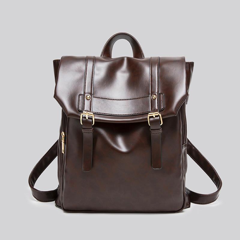 IELGY Brown Backpack Fashion One-Shoulder Casual All-Match Large-Capacity Travel Backpack
