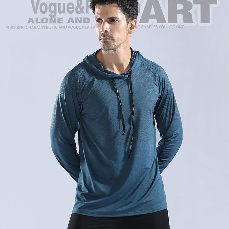 Pánské sportovní svetr s kapucí ležérní košile s dlouhým rukávem podzim zima fitness mikina rychleschnoucí prodyšné běžecké tréninkové topy