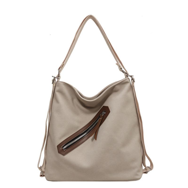 Large Capacity Women's Canvas Bag 2024 New Simple Street Style Tote Shoulder Bag