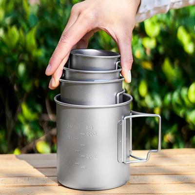 4-piece Set Pure Titanium Foldable Camping Mug Lightweight Portable for Outdoor Hiking & Picnic 200ml 300ml 450ml 750ml
