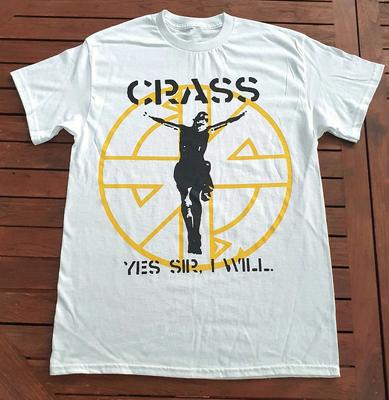 VTG Crass Band Kurzarm Baumwolle Weiß Größe S bis 4XL T-Shirt Tops Tee