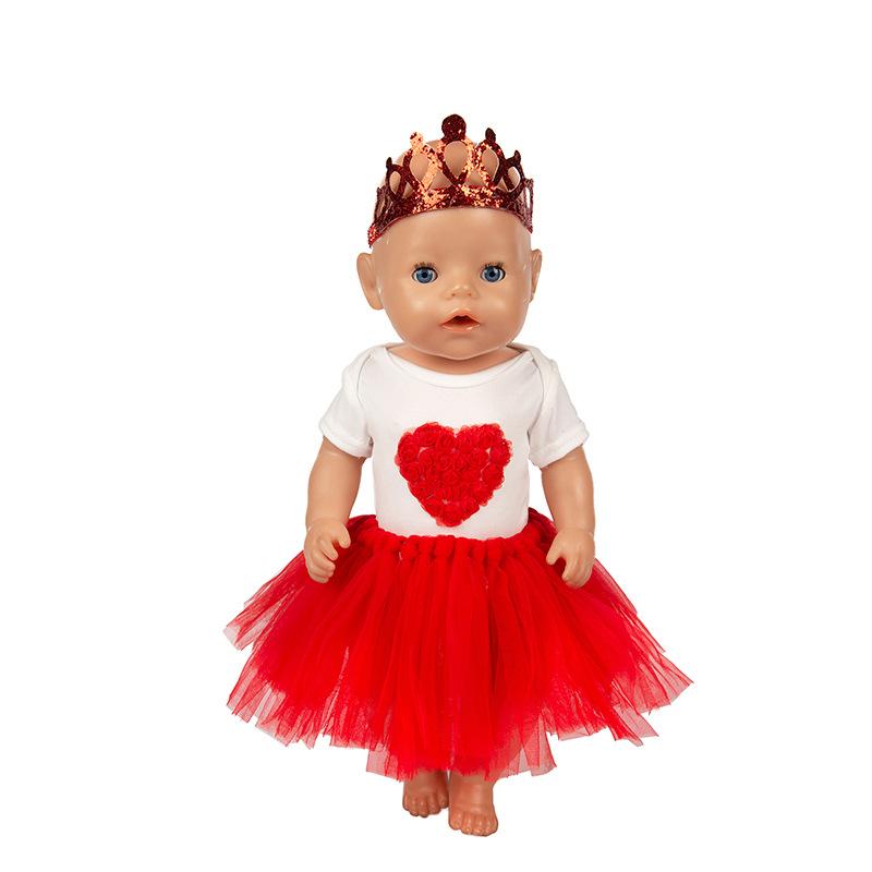 Set of 3 Birthday Doll Pink Clothing Accessories Including Skirt Romper Headband for 43cm / 17Inch Newborn Baby Doll (No Doll)