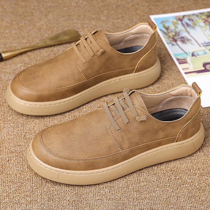 New Designer Lace Loafers for Men Retro Breathable High Quality Leather Shoes Man Fashion Casual Soft Sole Spring Autumn Shoes