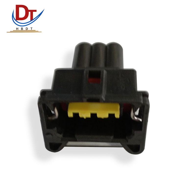 3-Pin Black Plastic Automotive Wiring Harness Connector Housing