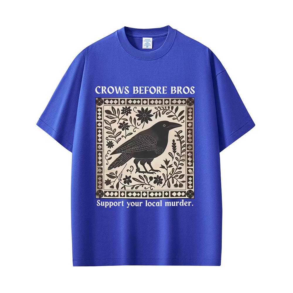 Crows Before Bros Funny Meme T-shirt Unique Bird Nature Tshirt Unisex Women Casual Cotton Vintage T Shirts Unisex's Oversized T-shirts