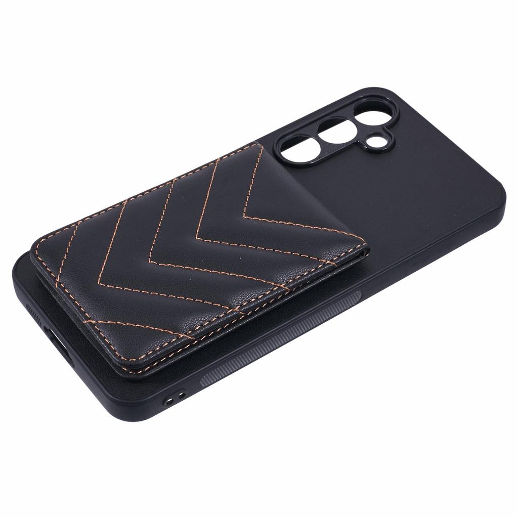 For Samsung Galaxy A35 5G Phone Case Rhombus Adhesive Card Bag with Kickstand RFID Blocking