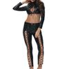 Erotic New Women's Sexy PU Faux Leather Two Piece Set Lace-Up Crop Top And Bandage Pants Birthday Night Club Outfit Matching Set