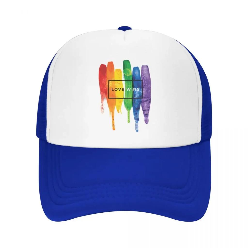Custom Love Wins Rainbow LGBT Baseball Cap for Unisex Women Breathable Gay Pride Lesbian Trucker Hat Outdoor Snapback Dad Hats