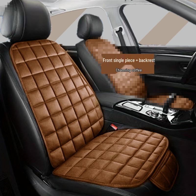 Universal Non-Slip Crystal Velvet Car Seat Cushion with Backrest for All Seasons