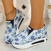 Fashion Fashion Floral Printed Platform Sneakers for Women Height Increasing Hidden Wedge Casual Shoes Woman Thick Sole Slip On Sneakers