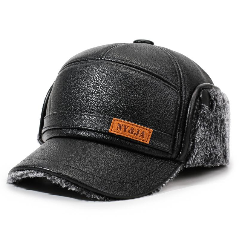 

Зимова тепла шапка Чоловіча флісова товста шкіряна шапка Вухозахисна шапка для вулиці сірий