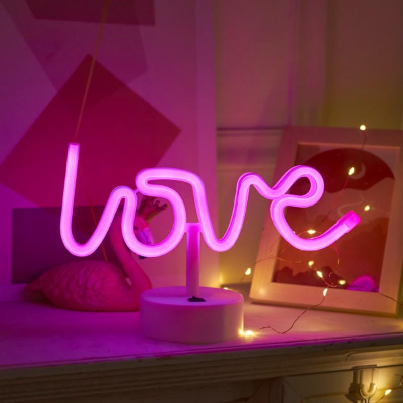 Creative LED Heart Neon Light - Romantic Atmosphere Table Lamp for Bedroom Decor