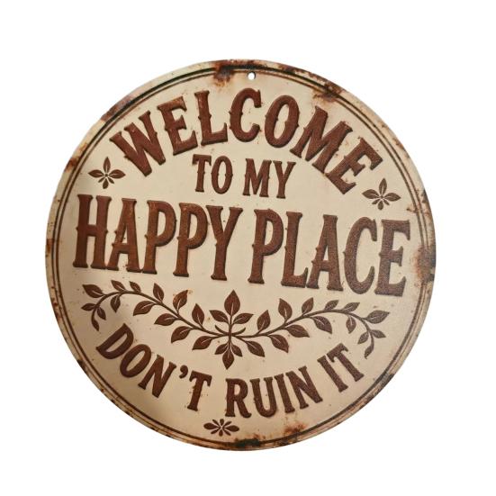 

Happy Land Wooden Garden Sign Rustic Wood Plaque Outdoor Wall Decor Weather-Resistant Fade-Proof Hanging Plaque for Home Farmhouse Cottage белый