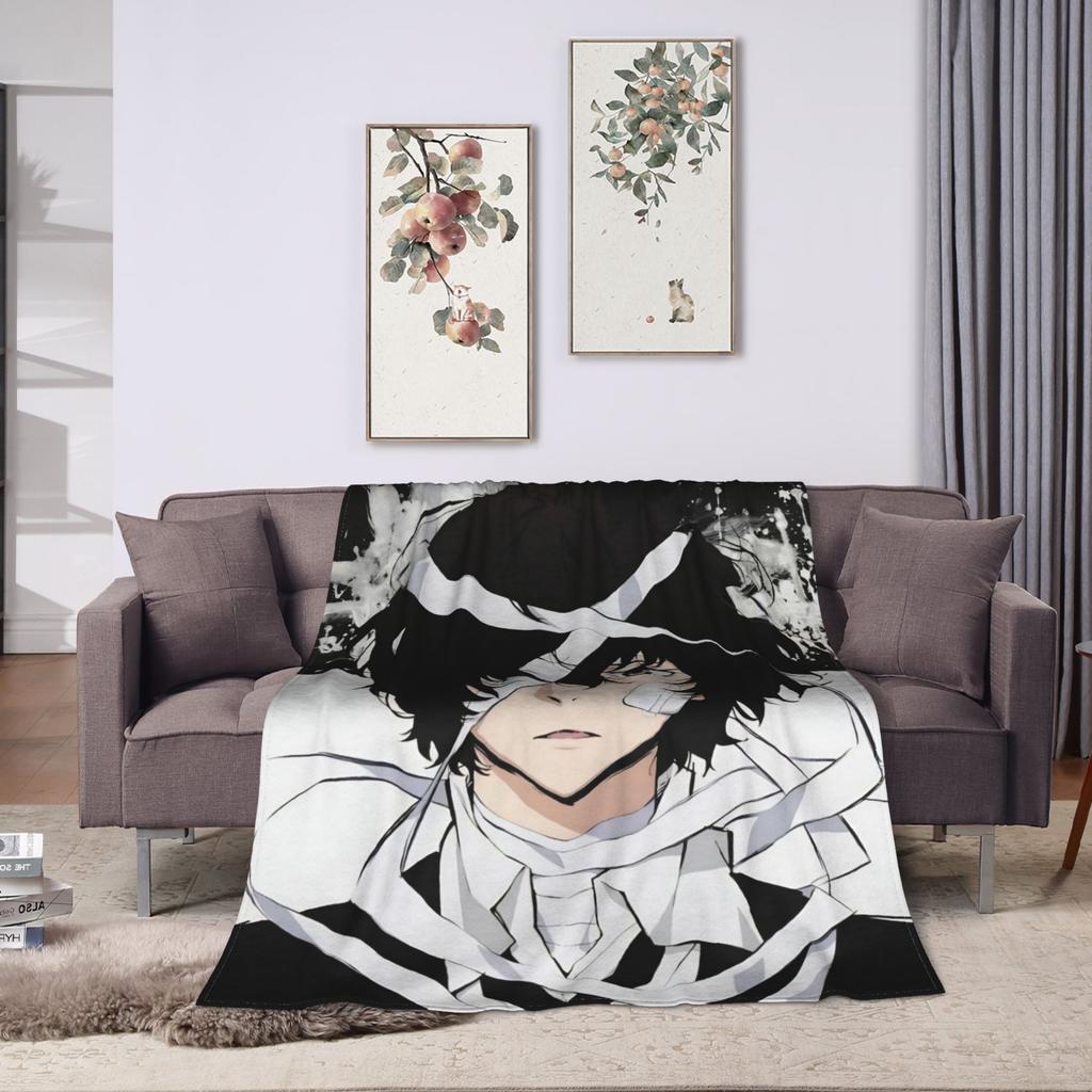 Dazai Bungo Stray Dogs Blanket Flannel Printed   Multifunction Super Warm Throw Blanket for Home Travel Quilt