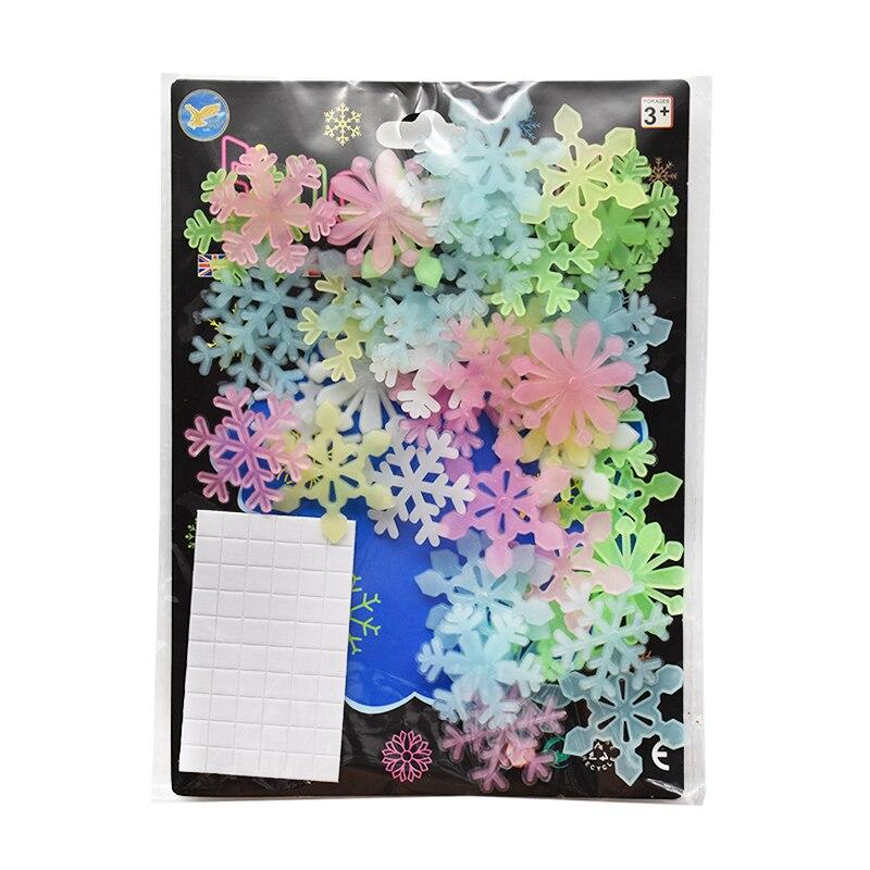 50PCS Luminescent The Dark Snowflake Wall Stickers, Mini Christmas Snowflake Luminous Wall Decoration, Suitable for Home Bedroom Baby Room Decoration