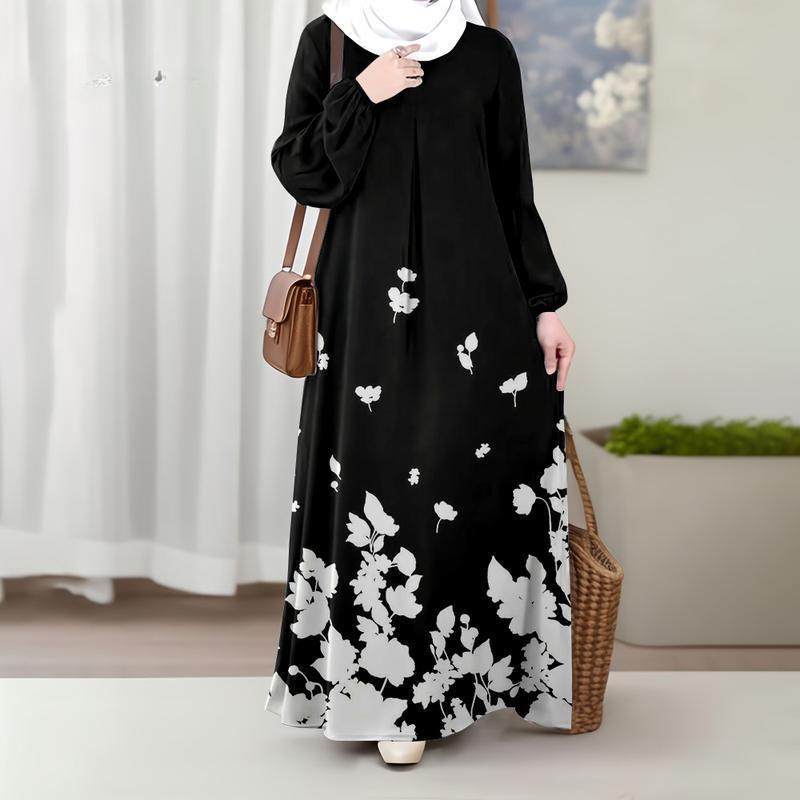 

Мусульманская женская одежда, свободная и дышащая, с цветочным узором, подходит для ежедневных молитв, фестивалей, вечерних мероприятий, вечеринок, 2025, Рождество 5XL зелёный