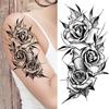 10 arkuszy kwiat tymczasowe tatuaże dla kobiet ramię nogi fałszywe tatuaże naklejka realistyczna czarna róża piwonia wąż seksowne tatuaże tatuaże do ciała
