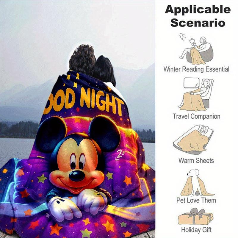 1pc Mickey Printing Blanket - Soft, All-Season Throw for Office Blanket, | Personalized Gift with Adorable Cartoon Design