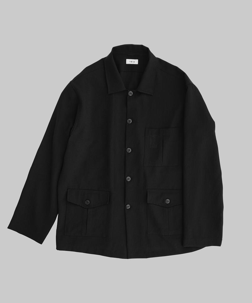 Tela Black Japanese Washed Polyester Shirt Jacket