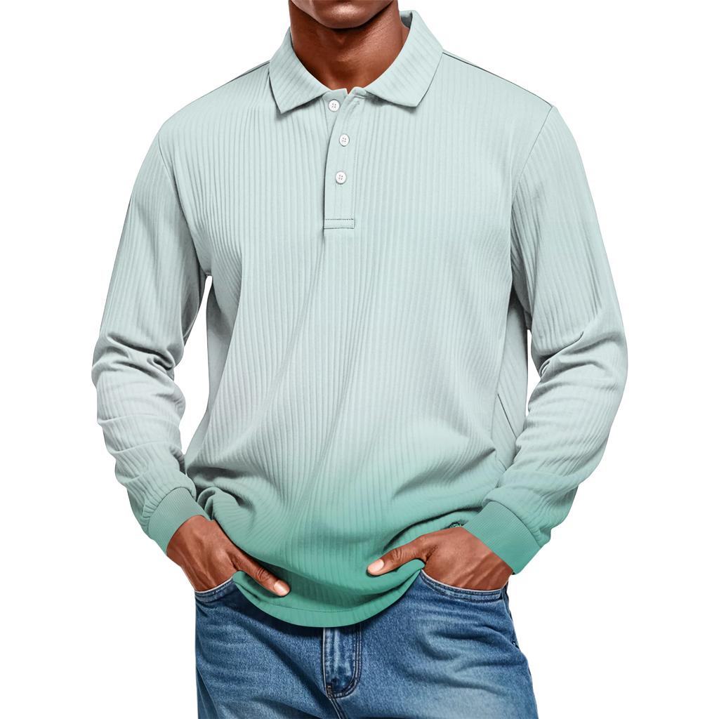 Men's Casual Style Solid Color Loose  Shirt Long-sleeved Top