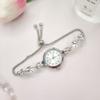 Numeral Dial Women Bracelet Watch Violet Leaves Diamond Setting Elegant Quartz Watch Round Alloy Case Adjustable Luxury Watch