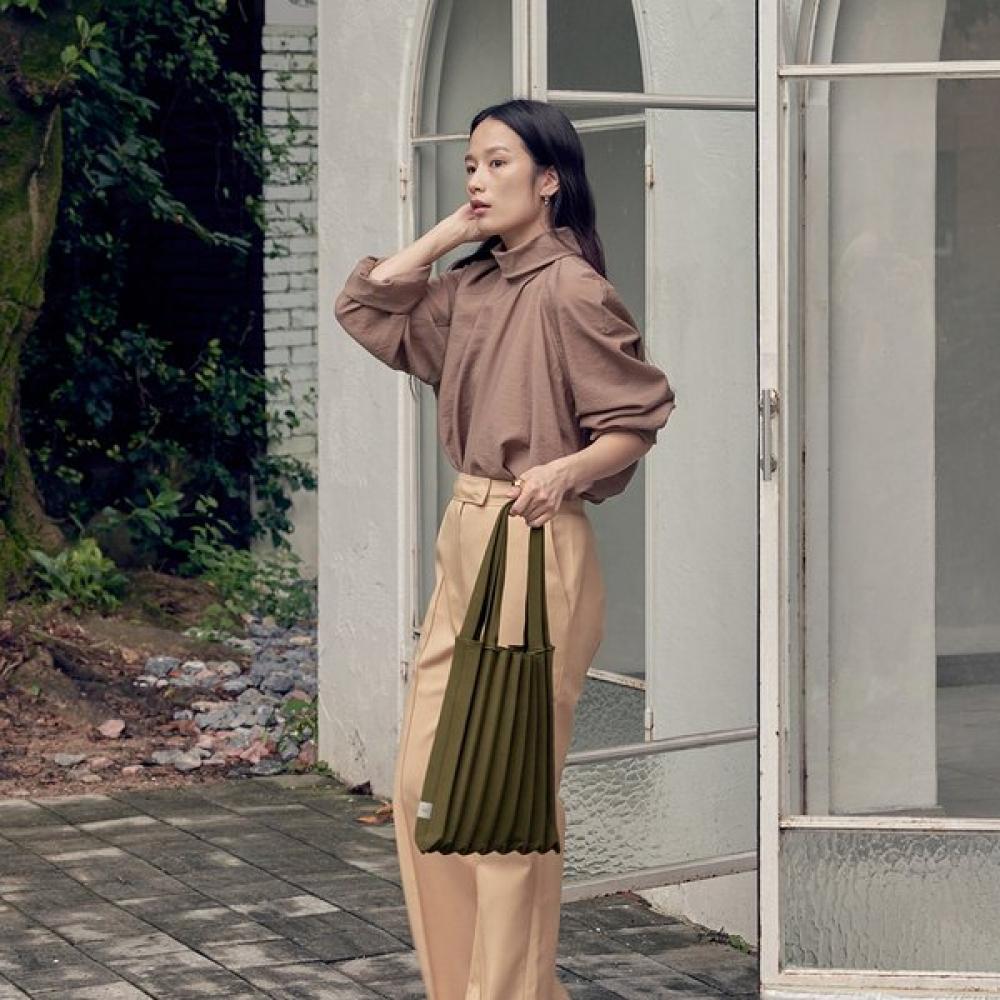 Pleatsmama Jacquard Khaki Schultertasche