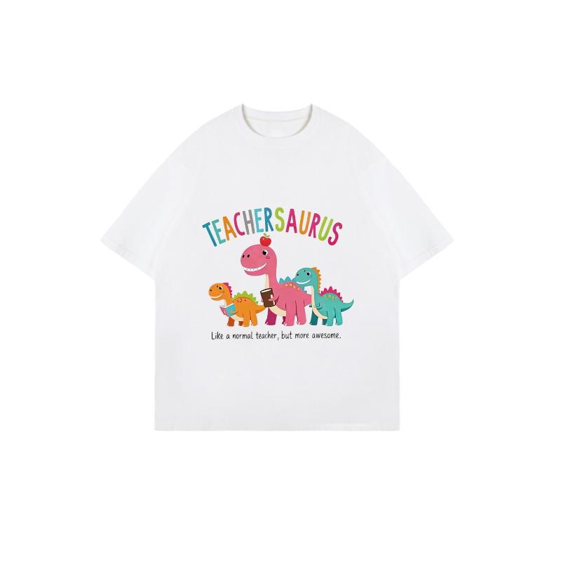Cute Oversized T Shirt Black Teachersaurus Dinosaur Print For Teachers And School Lovers Casual Wear