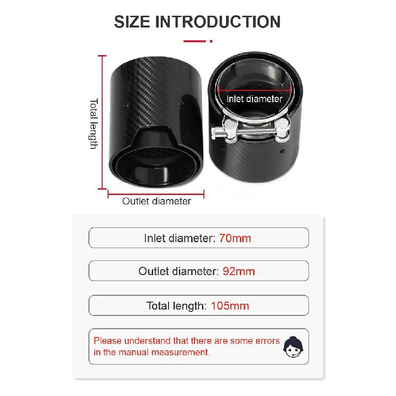 4 Pcs/lot Carbon Fiber Matte Car Exhaust Tip For BMW M2 F8 M3 F80 M4 F82 M5 F10 M6 F12 M Performance Muffler Tip 70mm Nozzle