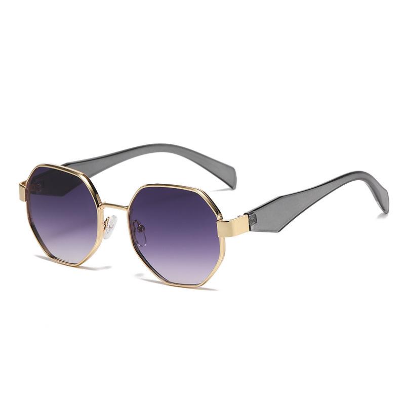 High-End Women s Modern Square Polygon Metal Sunglasses with UV Protection