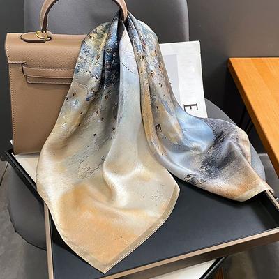 100% Silk Scarf Women Mulberry Luxury High Quality Square Fashion Print Hair Neckerchief Lady Shawl Wraps Hijab Bandana Scarves