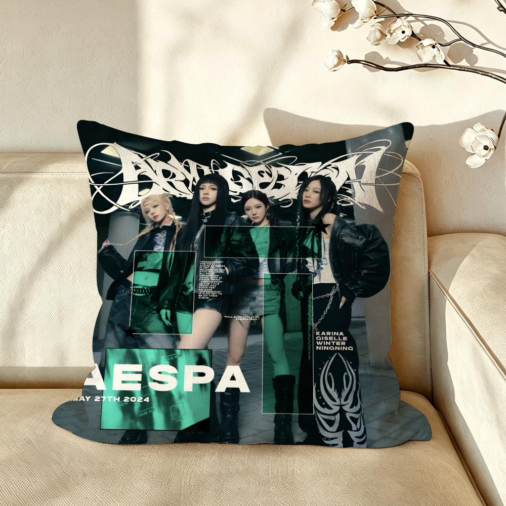 Kpop group aaespaas Cushion Cover Pillow Case Antidustmite Pillowcase Silky Short Plush Sofa Cushion Cover hot