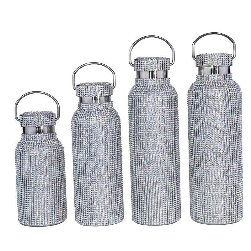 Botella de Agua Aislada de Acero Inoxidable de Doble Capa con Pedrería