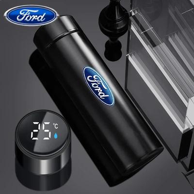 Car Sticker Ford Car Smart Thermos Mug With Temperature Display For Ford Focus 2 MK2 3 4 MK3 ST Mondeo Festiva Fusion Suit Fiest