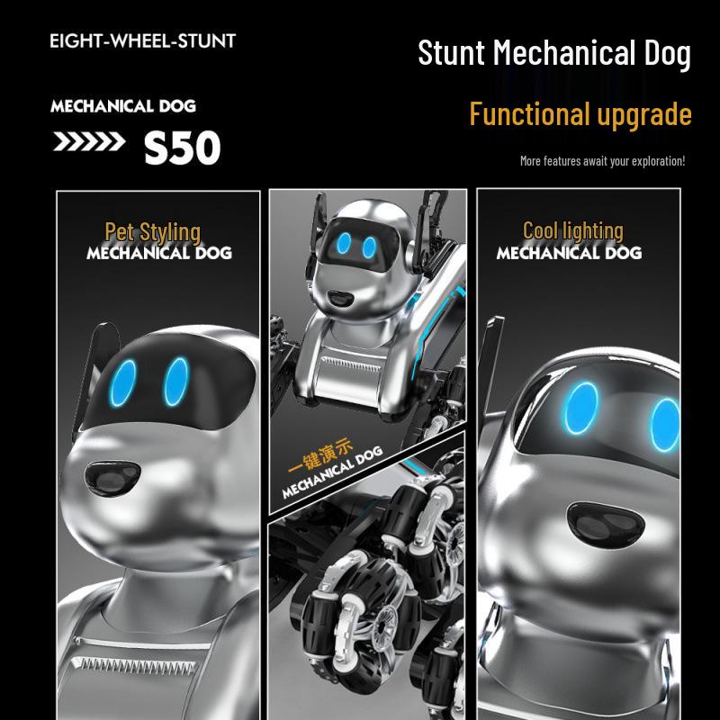 Eight-Wheel Stunt Robot Dog: Gesture-Sensing Remote Control Toy for Kids